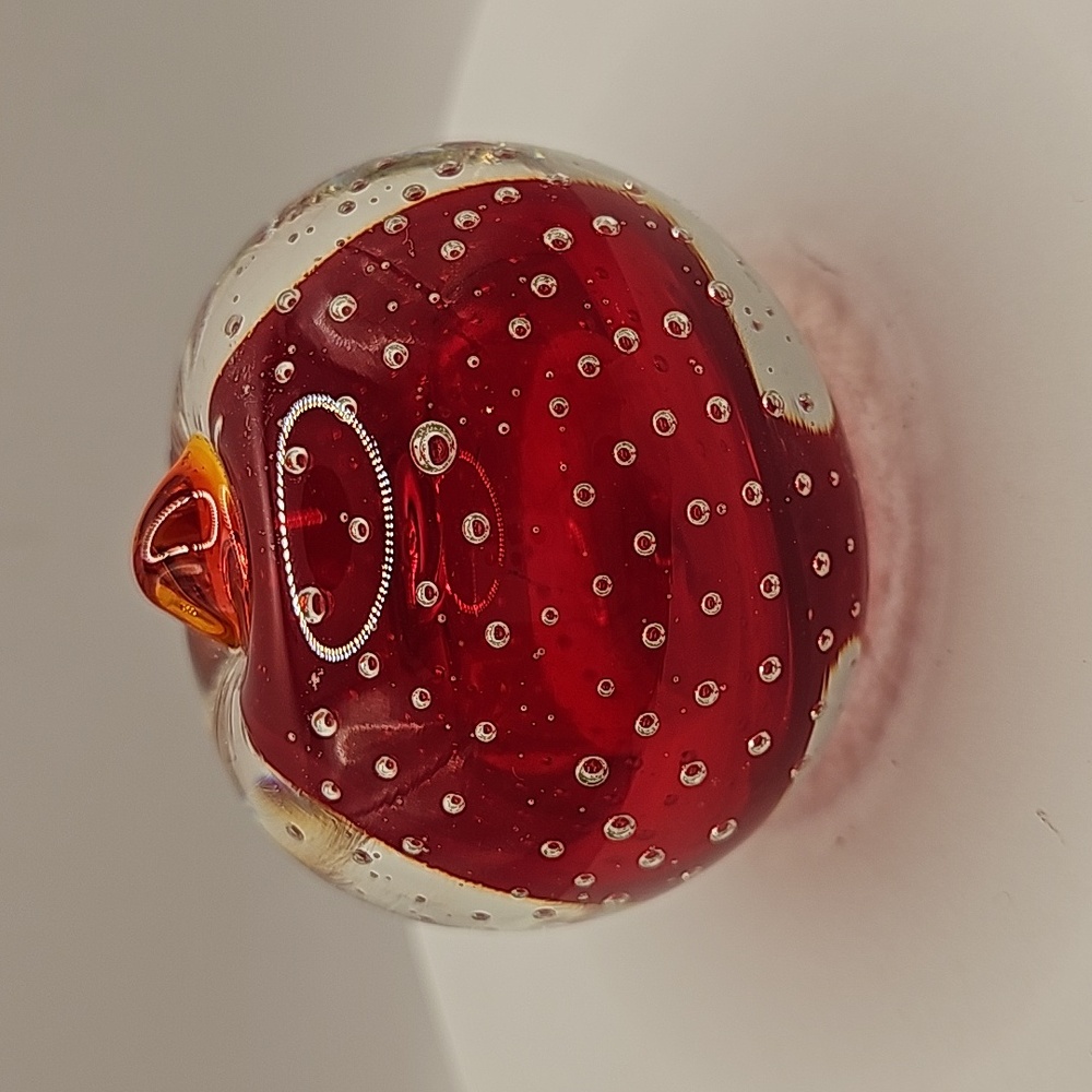 Lefton Red Glass Art Apple Paperweight
